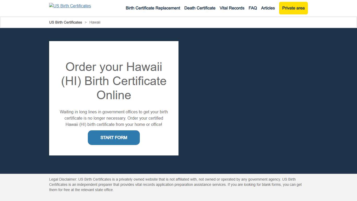 Hawaii (HI) Birth Certificate Online - US Birth Certificates